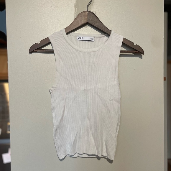 Zara White Ribbed Tank - Picture 1 of 2